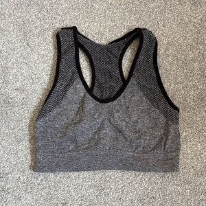 Source Unknown Grey & Black Racerback Sports Bra
